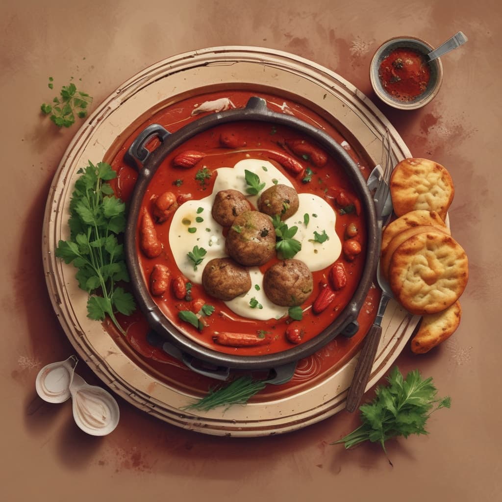 Güveçte Soslu Köfte