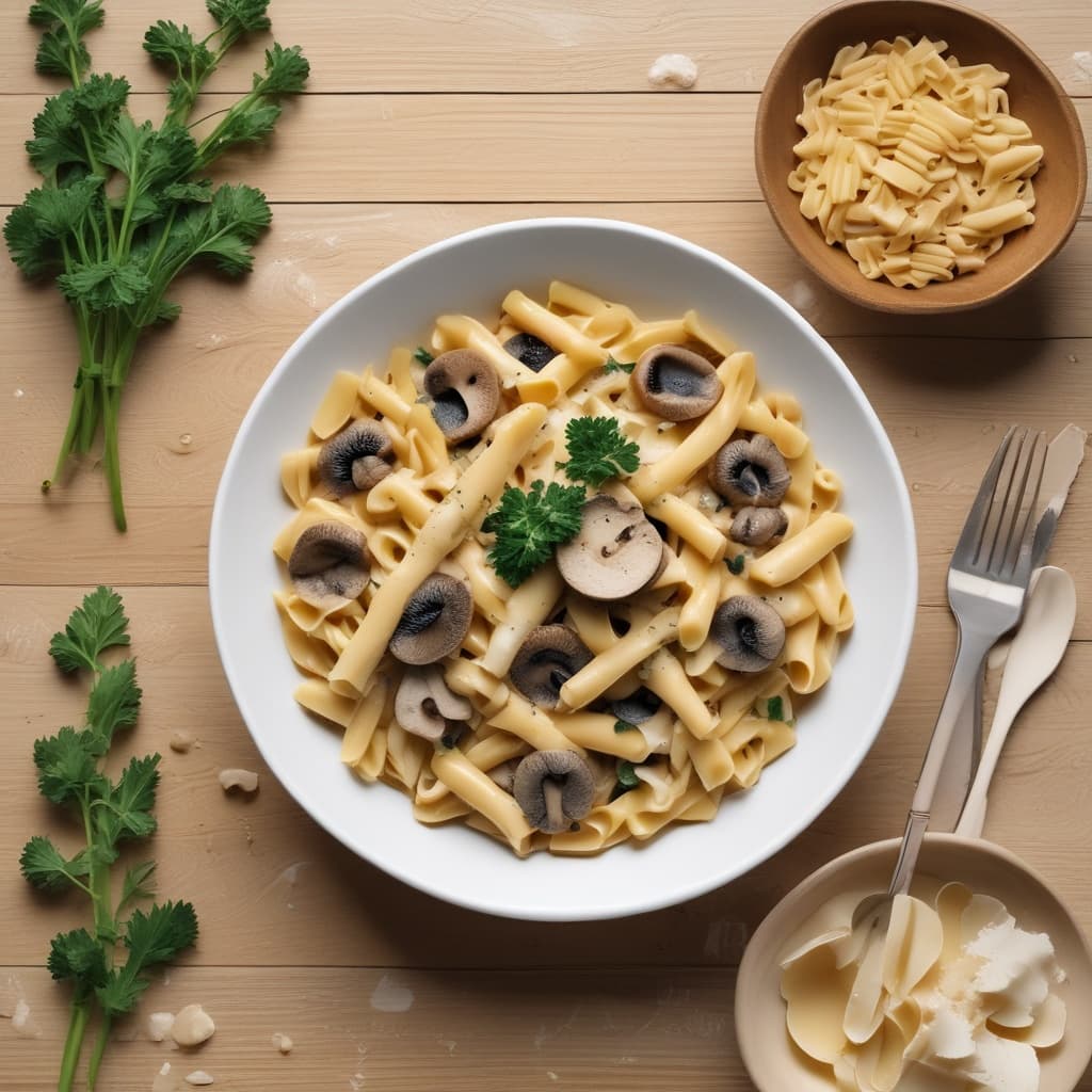 Kremalı Mantar Soslu Makarna